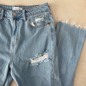 High-Waisted Ripped Mom Jeans
